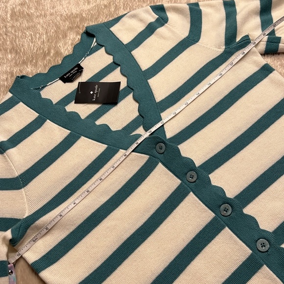 KATE SPADE Striped Scalloped Cardigan - Picture 14 of 16